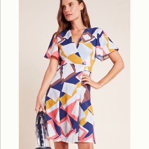 Anthropologie Blaise Wrap Mini Dress Sz L, Fits like a M